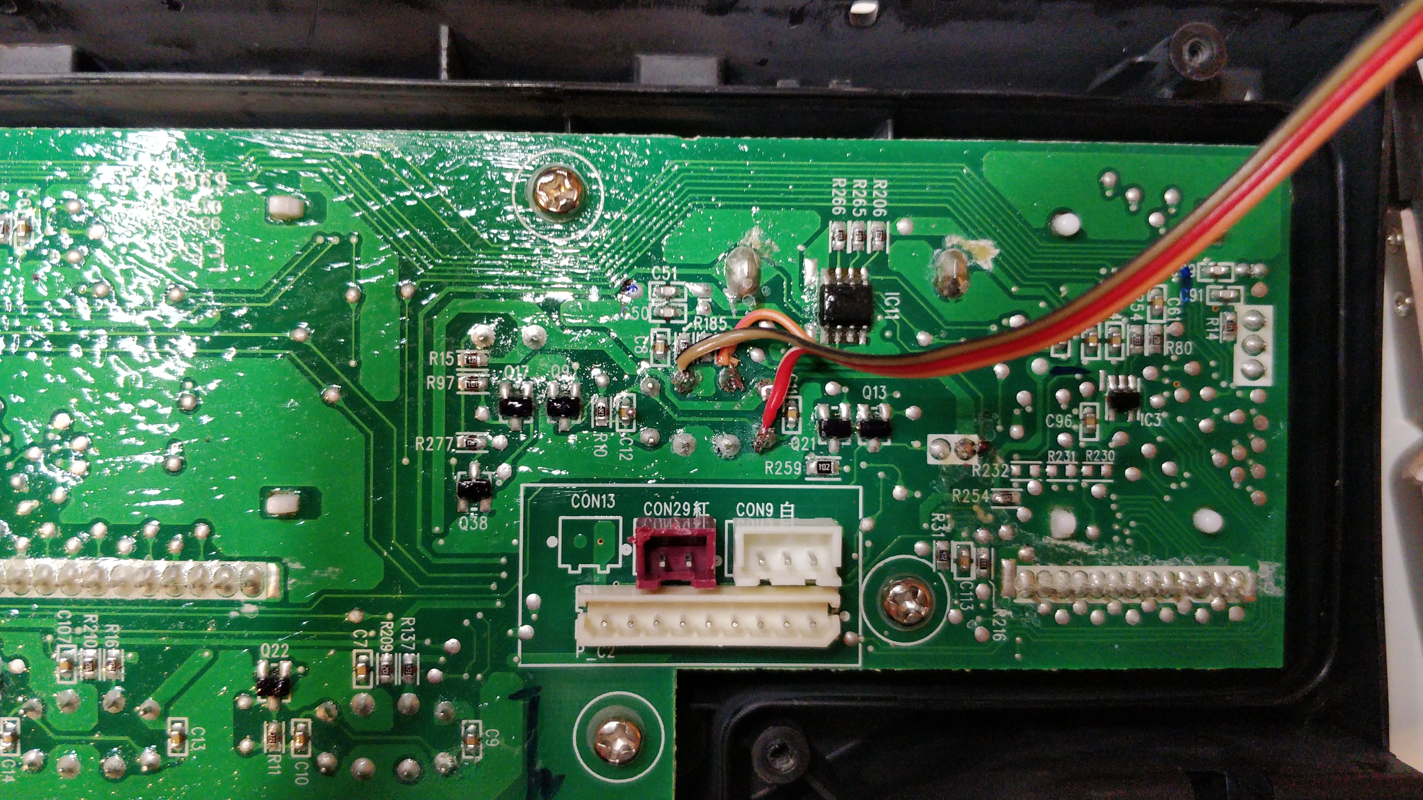 Wires attached to UI board