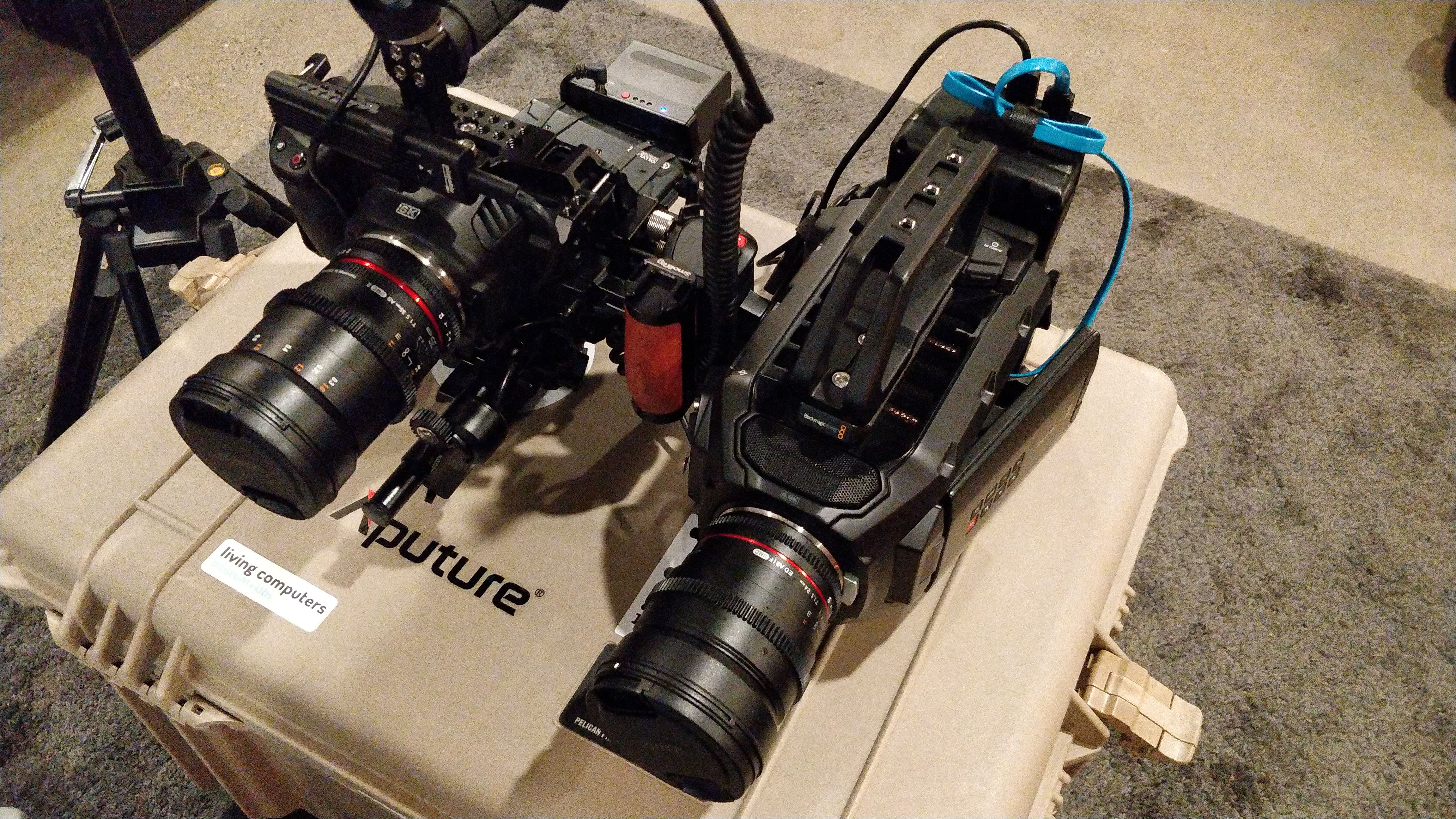 Two cameras (mine on the left, Russell's on the right)