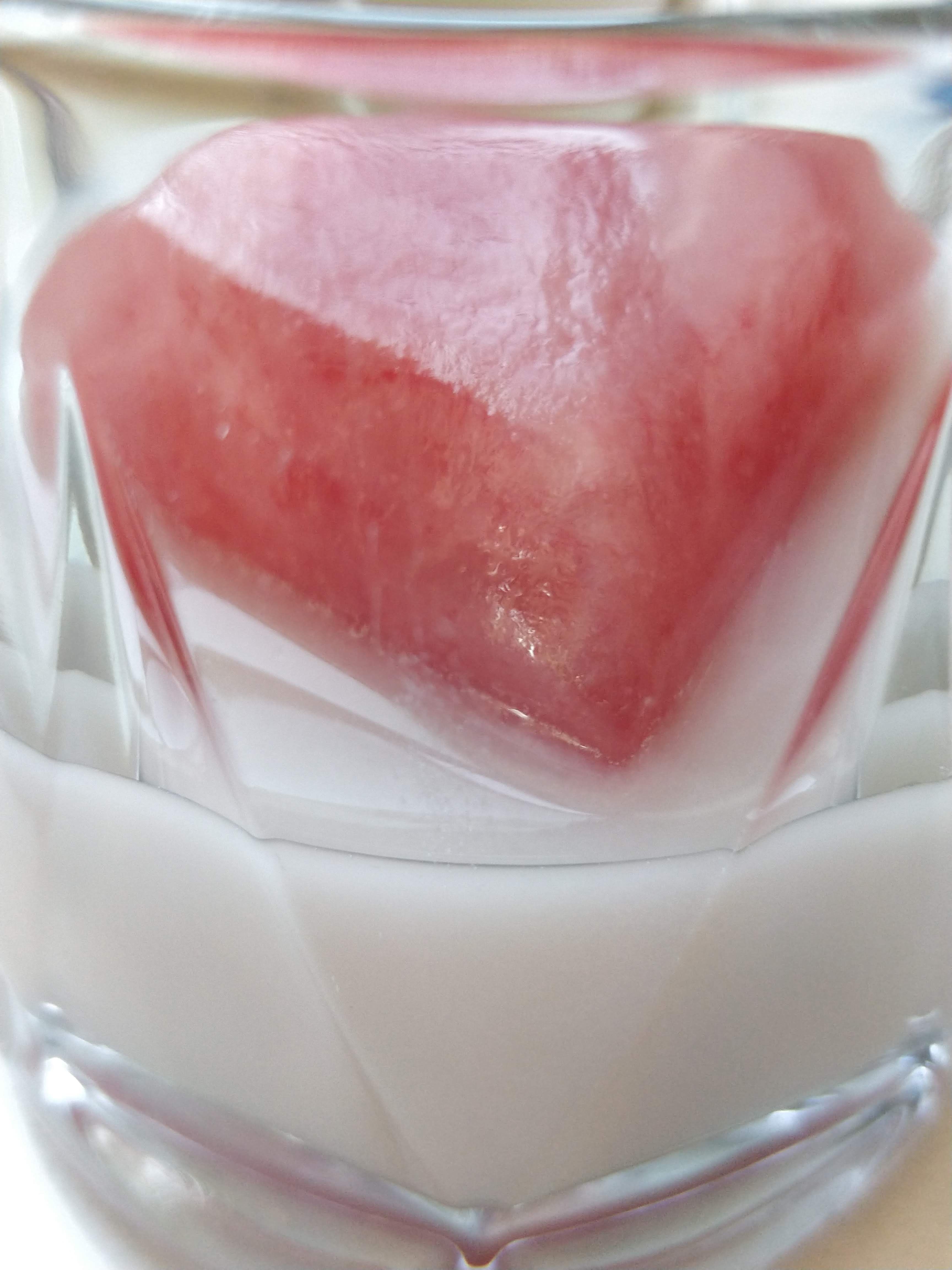 Watermelon ice cube and sake