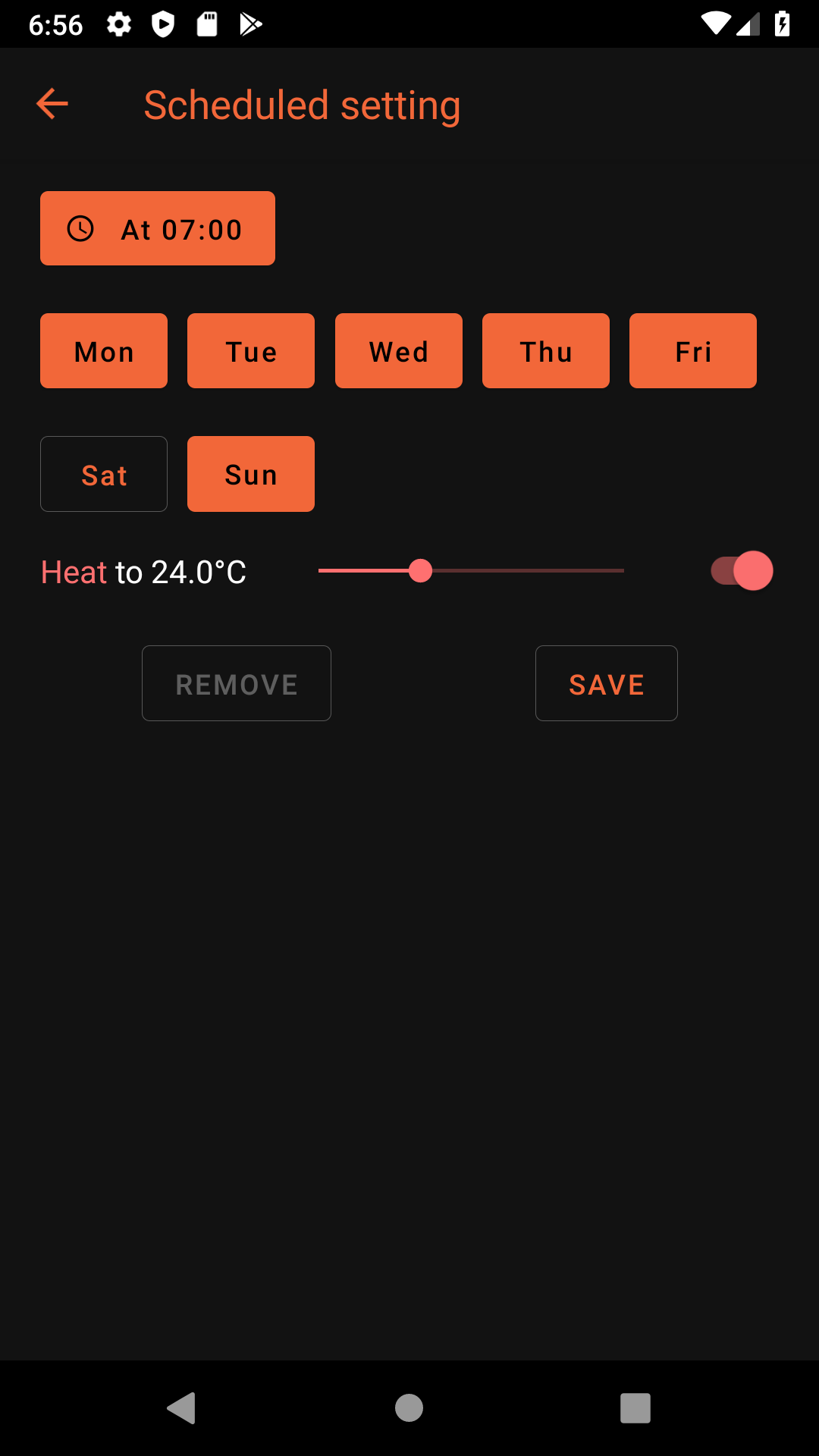 Save button enabled for a modified setting