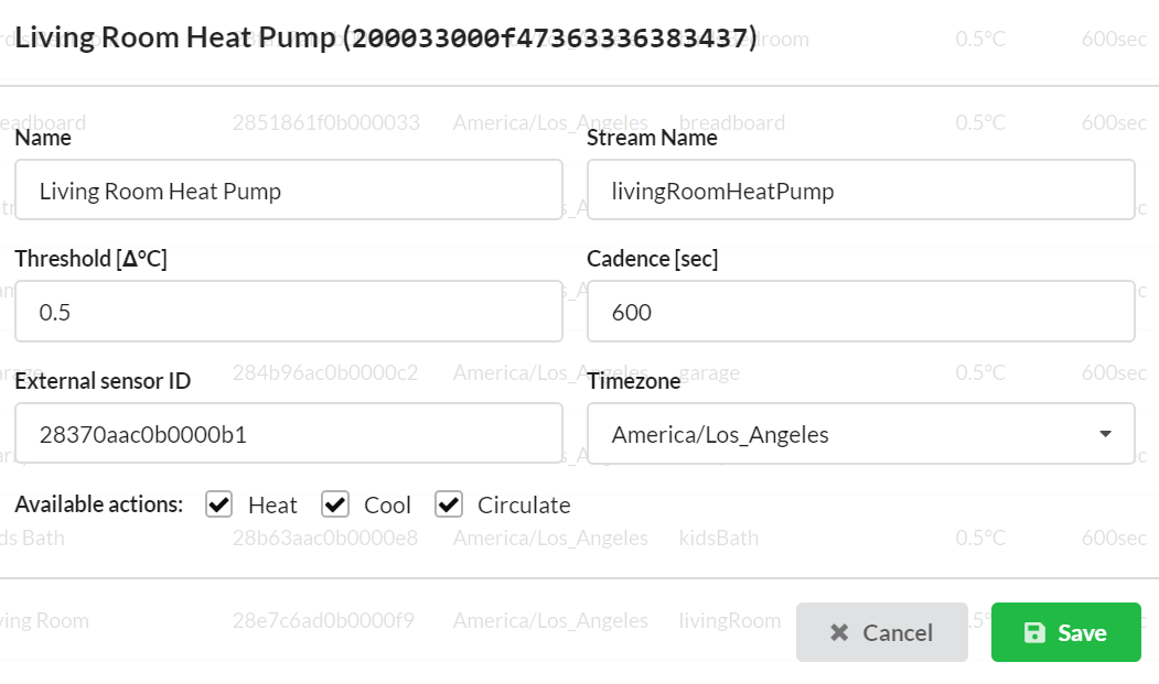 Modal for a single thermostat