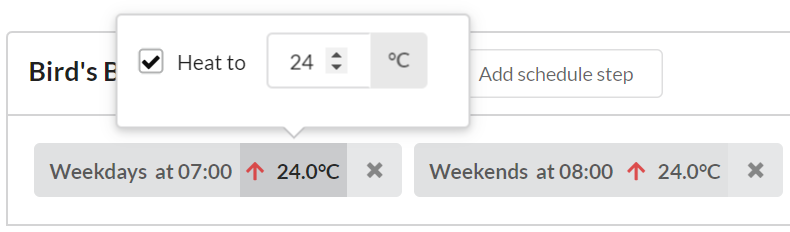 Changing the setpoint on a scheduled setting